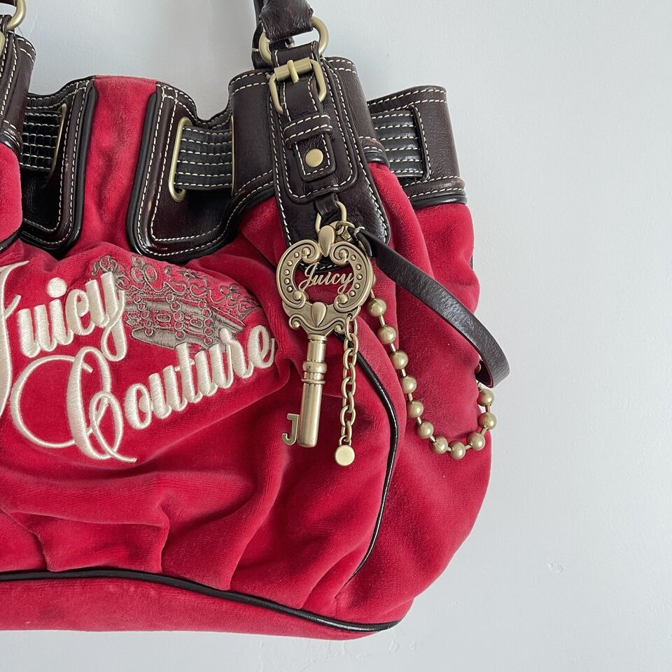Juicy Couture Handbag Red Velour Purse Bag Y2K Vintage