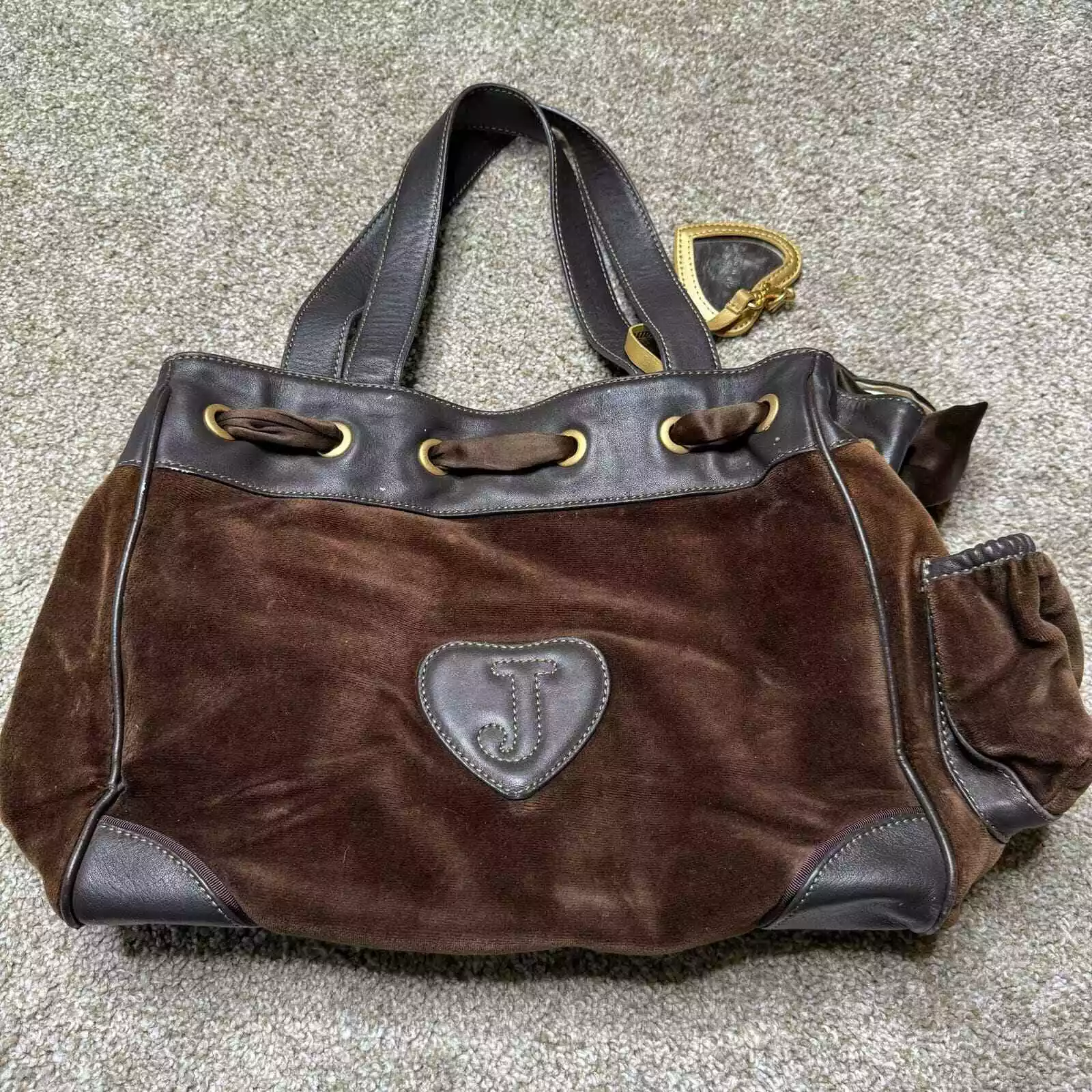 Vintage Y2K Juicy Couture Velour Bag Velvet Purse Daydreamer Brown Royal Juicy
