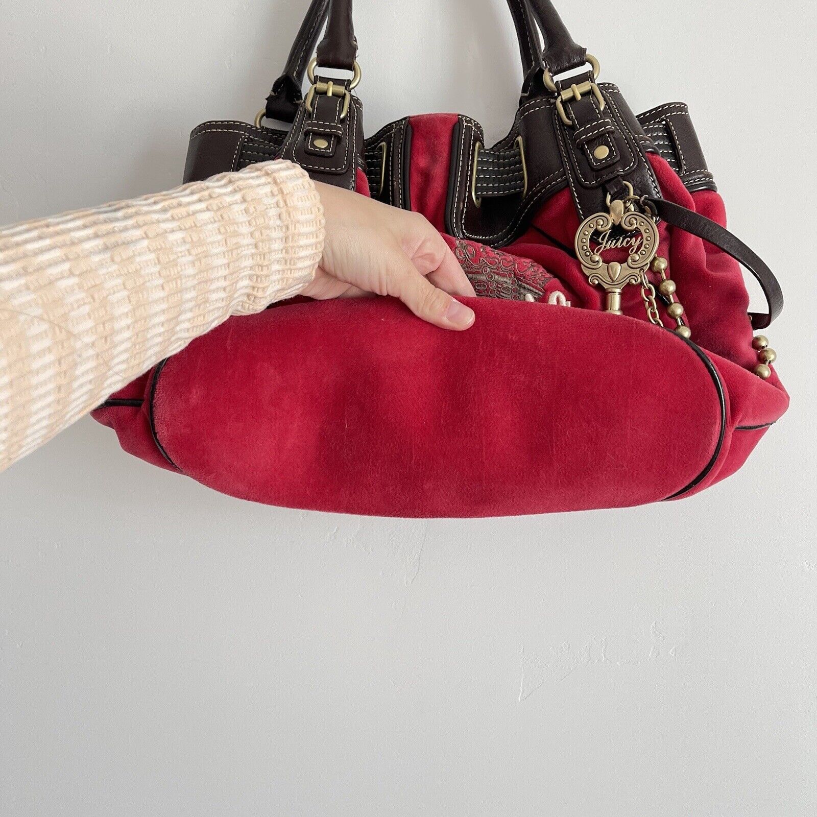 Juicy Couture Handbag Red Velour Purse Bag Y2K Vintage